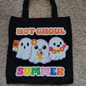 Black Tote Bag with Colorful Ghost Design